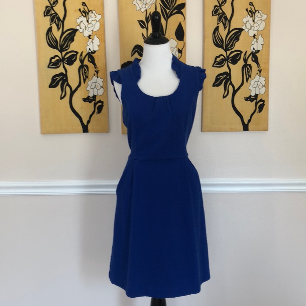 💋Royal blue textured midi dress with POCKETS 💋